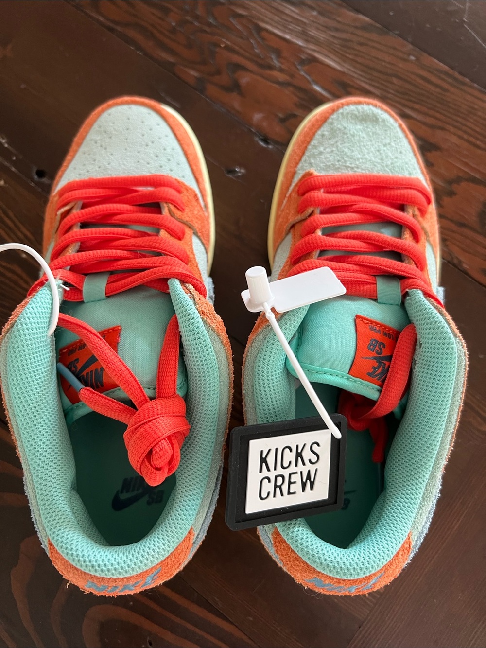 Nike Mint Green and Orange Kids Running Shoe - Picture 4 of 4